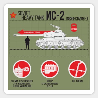 Soviet heavy tank IS-2 infographic on bright things Sticker